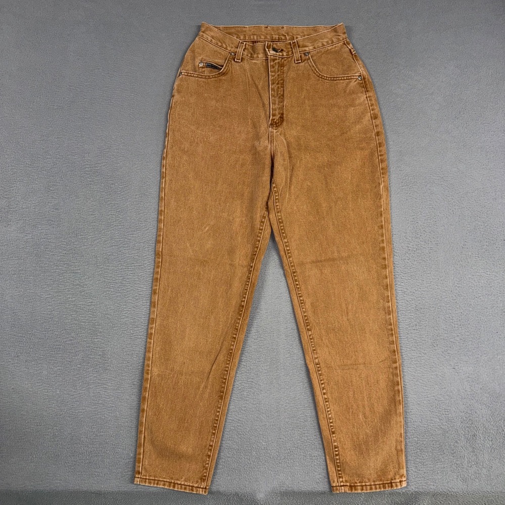 Lee Riveted Jeans Womens 12 Tan Brown High Rise Tapered Mom Denim USA Vintage